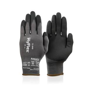 HYFLEX 11-840 Ergonomic Abrasion-Resistant Nylon Spandex Nitrile Coated Industrial Gloves for Automotive, Fabrication - Med (8) Grey (1 Pair)