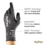 HYFLEX 11-840 Ergonomic Abrasion-Resistant Nylon Spandex Nitrile Coated Industrial Gloves for Automotive, Fabrication - Med (8) Grey (1 Pair)