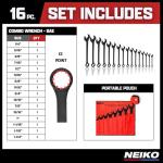 Neiko 16-Piece Jumbo Combination Wrench Set