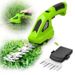 Cordless Hedge Trimmer 2000mAh, 7.2V Handheld Hedge Clippers Electric Shrubbery Trimmer, 2 in-1 Grass Clippers Trimmer Grass Cutter, Rechargeable Battery and Charger for Garden, Lawn