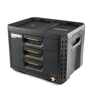 ToughBuilt StackTech XL 3 Drawer Tool Box, Heavy-Duty Portable Tools Chest, 50 lb Capacity - Stackable Toolbox Storage Organizer with 22 Dividers, Auto-Latching Drawers and Accessory Rails