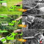 Cordless Hedge Trimmer 2000mAh, 7.2V Handheld Hedge Clippers Electric Shrubbery Trimmer, 2 in-1 Grass Clippers Trimmer Grass Cutter, Rechargeable Battery and Charger for Garden, Lawn