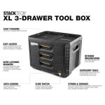 ToughBuilt StackTech XL 3 Drawer Tool Box, Heavy-Duty Portable Tools Chest, 50 lb Capacity - Stackable Toolbox Storage Organizer with 22 Dividers, Auto-Latching Drawers and Accessory Rails