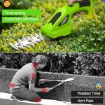 Cordless Hedge Trimmer 2000mAh, 7.2V Handheld Hedge Clippers Electric Shrubbery Trimmer, 2 in-1 Grass Clippers Trimmer Grass Cutter, Rechargeable Battery and Charger for Garden, Lawn