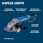 Bosch GWS25-180PR 7 In. Large Angle Grinder – 15 Amp
