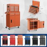 Goplus Rolling Tool Chest, 5-Drawer Tool Box Organizer w/Lockable Wheels & Sliding Drawers & Detachable Top & Adjustable Shelf, Tool Storage Cabinet for Garage Workshop (Orange)