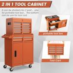 Goplus Rolling Tool Chest, 5-Drawer Tool Box Organizer w/Lockable Wheels & Sliding Drawers & Detachable Top & Adjustable Shelf, Tool Storage Cabinet for Garage Workshop (Orange)