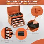 Goplus Rolling Tool Chest, 5-Drawer Tool Box Organizer w/Lockable Wheels & Sliding Drawers & Detachable Top & Adjustable Shelf, Tool Storage Cabinet for Garage Workshop (Orange)