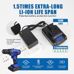 Jar-Owl 21V Cordless Drill, 350 in-lb Torque, 0-1350RMP Variable Speed, 10MM 3/8'' Keyless Chuck, 18+1 Clutch, 1.5Ah Li-Ion Battery & Charger for Home Tool Kit - Black & Blue