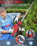 Cordless Hedge Trimmer 21V, Electric Hedge Trimmer with 4000mAh Battery, 14" Dual-Action Blades, 180° Adjustable Branch Cutter, Blade Cover for Hedges, Branches, Shrubs, Twigs