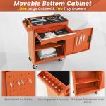 Goplus Rolling Tool Chest, 5-Drawer Tool Box Organizer w/Lockable Wheels & Sliding Drawers & Detachable Top & Adjustable Shelf, Tool Storage Cabinet for Garage Workshop (Orange)