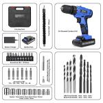 Jar-Owl 21V Cordless Drill, 350 in-lb Torque, 0-1350RMP Variable Speed, 10MM 3/8'' Keyless Chuck, 18+1 Clutch, 1.5Ah Li-Ion Battery & Charger for Home Tool Kit - Black & Blue