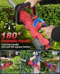 Cordless Hedge Trimmer 21V, Electric Hedge Trimmer with 4000mAh Battery, 14" Dual-Action Blades, 180° Adjustable Branch Cutter, Blade Cover for Hedges, Branches, Shrubs, Twigs
