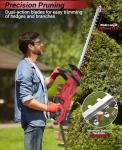 Cordless Hedge Trimmer 21V, Electric Hedge Trimmer with 4000mAh Battery, 14" Dual-Action Blades, 180° Adjustable Branch Cutter, Blade Cover for Hedges, Branches, Shrubs, Twigs