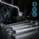 DURATECH Offset Box Wrench Set, Metric, 9-Piece, 6-23mm, 75-Degree, CR-V Steel, Organized in Rolling Pouch