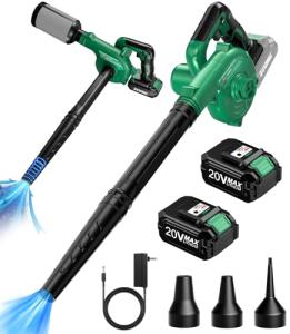 K I M O. Cordless Leaf Blower Vacuum Combo 4 in 1, 3 Nozzles &3 Modes for Inflation & Deflation, Extended Tube & Variable Speed, 20000RPM 150MPH, 2x2000mAh Battery Powered Leaf Blowers for Lawn Care