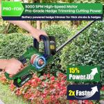 PRO-FOR Cordless Hedge Trimmer with Battery and Charger, 20V Bush Trimmer, 22" Dual-Action Blade, 3000SPM Electric Shrub Trimmer, 0.55" Cutting, Lightweight Battery Powered for Garden & Yard