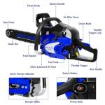 BILT HARD 18 Inch Gas Chainsaw, 46cc 2.4 HP Gas Power Chain Saw with Automatic Oiler, 2-Cycle Engine, Petrol Handheld Gasoline Chainsaws for Wood Cutting