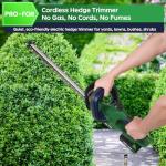 PRO-FOR Cordless Hedge Trimmer with Battery and Charger, 20V Bush Trimmer, 22" Dual-Action Blade, 3000SPM Electric Shrub Trimmer, 0.55" Cutting, Lightweight Battery Powered for Garden & Yard
