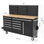 MilleLoom Tool Chest, 61 Inch Tool Box Mobile 9 Drawers Storage Rolling Cabinet with Wheels Lock Key Locking System Drawer Liners for Garage Warehouse Repair Shop, Black