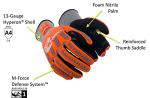 MAGID T-REX Flex Series ANSI A4 Foam Nitrile Coated Impact Gloves, 1 Pair, Size 9/Large (TRX443)