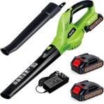 Leaf Blower Cordless with 2x2.0AH Batteries and Charger 21V Electric Leaf Blower Lightweight Battery Powered Small Leaf Blowers for Lawn Care Patio Garden Yard(only for Small Jobs)