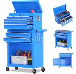 8-Drawer Rolling Tool Chest Tool Box,Removable Tool Storage Cabinet with 4 Wheels and Drawers,2 in 1 Portable Toolbox Organizer, Tool Chest with Lockable Drawer Gifts for Men, Blue