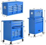 8-Drawer Rolling Tool Chest Tool Box,Removable Tool Storage Cabinet with 4 Wheels and Drawers,2 in 1 Portable Toolbox Organizer, Tool Chest with Lockable Drawer Gifts for Men, Blue