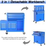 8-Drawer Rolling Tool Chest Tool Box,Removable Tool Storage Cabinet with 4 Wheels and Drawers,2 in 1 Portable Toolbox Organizer, Tool Chest with Lockable Drawer Gifts for Men, Blue