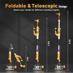 GEVEELIFE Drywall Sander, 880W 7.33A Electric Drywall Sander with Vacuum Dust Collector, 5 Variable Speed 1000-2100RPM, LED Light, Foldable & Extendable Handle, 12 Sanding Discs