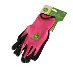 John Deere JD00021 Nitrile Foam Palm Dipped Gloves - Work Gloves for Women, Light-Duty Gloves with Elastic Wrist, Band Top Cuff, Black/Pink