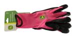 John Deere JD00021 Nitrile Foam Palm Dipped Gloves - Work Gloves for Women, Light-Duty Gloves with Elastic Wrist, Band Top Cuff, Black/Pink
