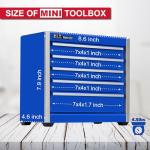 P.I.T. Mini Blue Tool Box, Portable 5-Drawer Micro Roll Cab Steel Stackable Tool Box with Liner, Blue Small Tool Case for Tools Storage and Organizers, Home DIY
