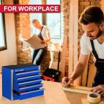 P.I.T. Mini Blue Tool Box, Portable 5-Drawer Micro Roll Cab Steel Stackable Tool Box with Liner, Blue Small Tool Case for Tools Storage and Organizers, Home DIY