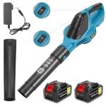 Wgkok Leaf Blower Cordless - 21V 5-Speed Mode Electric Cordless Leaf Blower with 2 Batteries and Charger, 2.0Ah Lightweight Battery Powered Leaf Blowers for Lawn Care, Patio, Blowing Leaves (Blue)