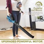 Wgkok Leaf Blower Cordless - 21V 5-Speed Mode Electric Cordless Leaf Blower with 2 Batteries and Charger, 2.0Ah Lightweight Battery Powered Leaf Blowers for Lawn Care, Patio, Blowing Leaves (Blue)