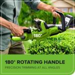 Greenworks 24V 24" (1.1" Cutting Capacity/Rotating Handle) Brushless Hedge Trimmer Cordless, 2.0Ah Battery and Charger Included