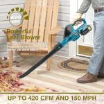 Wgkok Leaf Blower Cordless - 21V 5-Speed Mode Electric Cordless Leaf Blower with 2 Batteries and Charger, 2.0Ah Lightweight Battery Powered Leaf Blowers for Lawn Care, Patio, Blowing Leaves (Blue)
