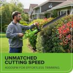 Greenworks 24V 24" (1.1" Cutting Capacity/Rotating Handle) Brushless Hedge Trimmer Cordless, 2.0Ah Battery and Charger Included