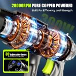 YKYI Cordless Pressure Washer Battery Powered, 30 Speed Level, 1200 PSI Portable Power Washer with 6-in-1 Nozzle, 24FT High-Elastic Hose, Handheld Pressure Washer for Car, Garden Cleaning (Gray)