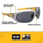 DEWALT DPG112-2D Miter™ Premium Vented No-Slip Safety Glasses – Smoke Lens – Vented Frame & Lenses – Rubber Temples & Nosepiece – 1 Pair