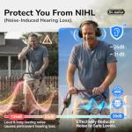 Dr.meter Hearing Protection Ear Muffs, 31dB Noise Reduction Safety Earmuffs with Adjustable Headband for Adults Kids Autism Sensory, Ear Muff for Yard Work, Mowing or Hunting -Pure Black 2PACK