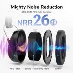 Dr.meter Hearing Protection Ear Muffs, 31dB Noise Reduction Safety Earmuffs with Adjustable Headband for Adults Kids Autism Sensory, Ear Muff for Yard Work, Mowing or Hunting -Pure Black 2PACK