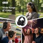 Dr.meter Hearing Protection Ear Muffs, 31dB Noise Reduction Safety Earmuffs with Adjustable Headband for Adults Kids Autism Sensory, Ear Muff for Yard Work, Mowing or Hunting -Pure Black 2PACK