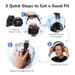 Dr.meter Hearing Protection Ear Muffs, 31dB Noise Reduction Safety Earmuffs with Adjustable Headband for Adults Kids Autism Sensory, Ear Muff for Yard Work, Mowing or Hunting -Pure Black 2PACK