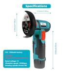 SIEARPUORL 12V Cordless Angle Grinder,19500 RPM Max Speed with 2 Batteries & Charger,4PCS Accessories Kit for Metal Wood Cutting and Grinding