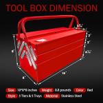YATOINTO Metal Cantilever Tool Box 18 Inch, 3 Layers 5 Tray Portable Fold Out Tool Box Organizer Storage for Home Studio Auto Repair Factory 18" * 8 "* 8"