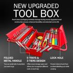 YATOINTO Metal Cantilever Tool Box 18 Inch, 3 Layers 5 Tray Portable Fold Out Tool Box Organizer Storage for Home Studio Auto Repair Factory 18" * 8 "* 8"