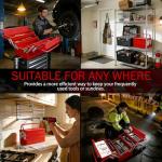 YATOINTO Metal Cantilever Tool Box 18 Inch, 3 Layers 5 Tray Portable Fold Out Tool Box Organizer Storage for Home Studio Auto Repair Factory 18" * 8 "* 8"