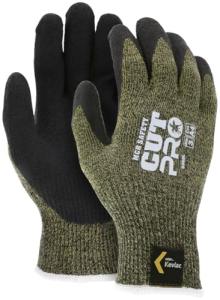 MCR Safety 9389L KS-5 Kevlar/Stainless Steel 13 Gauge Men's Gloves with Latex Dip Palm and Fingers, Black, Large, 1-Pair
